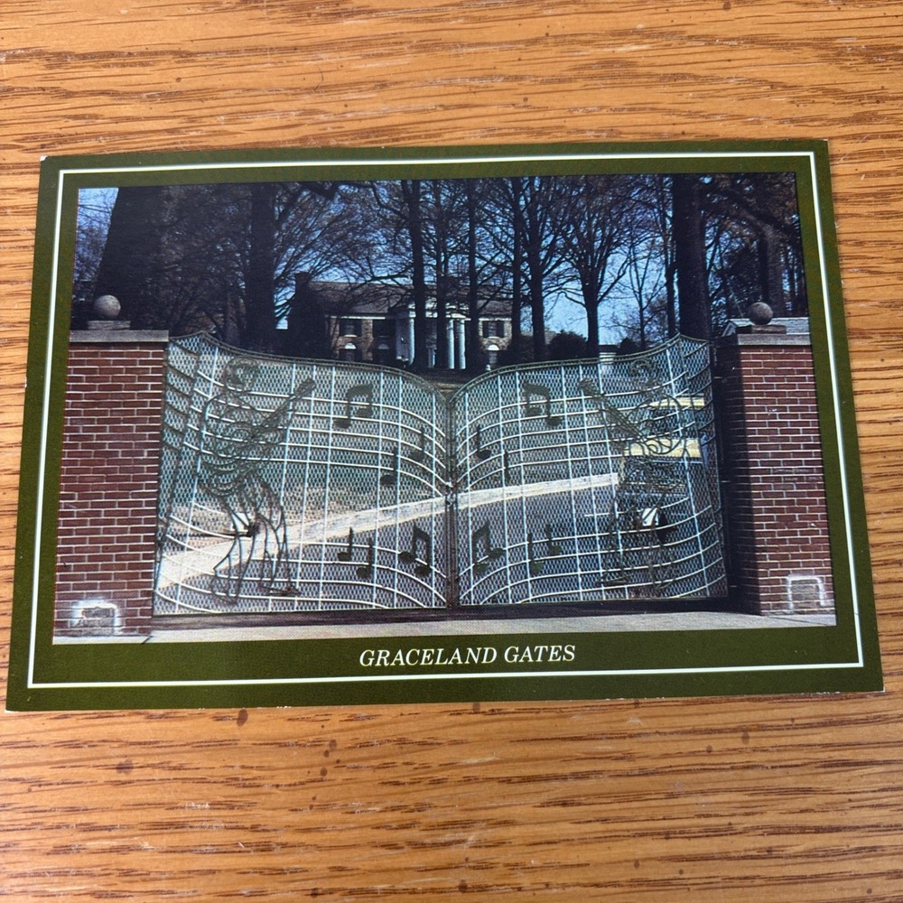 Elvis Presley Graceland Musical Gates Postcard Memphis TN KPS Co L-94505-D